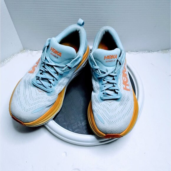 Hoka One One Bondi 8 Running Shoes Size 10D Wide Blue & Orange Lightweight - Picture 2 of 7